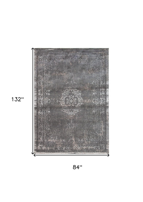 8' x 11' Medallion Non Skid Area Rug - Gray