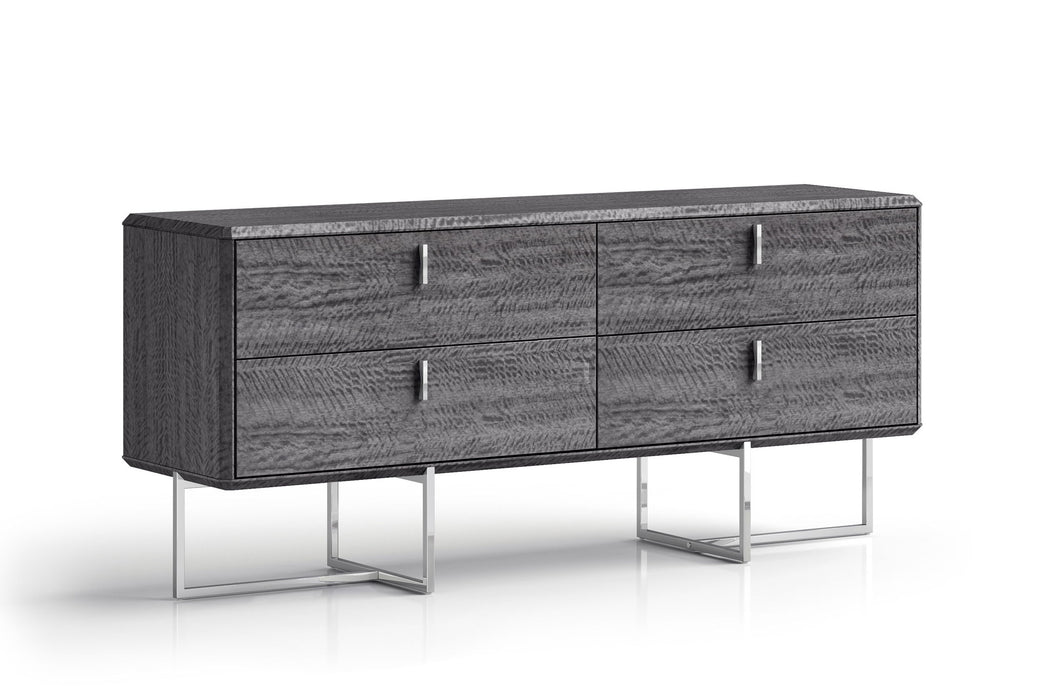 70" Wood Four Drawer Double Dresser - Gray