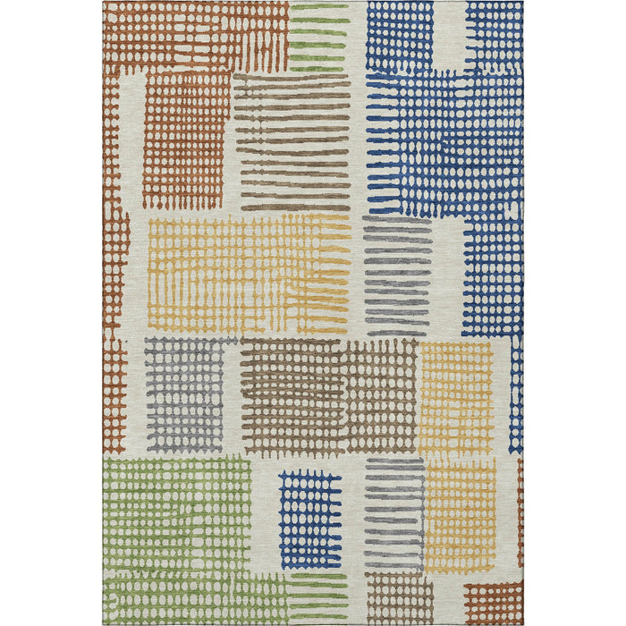 10' X 14' Geometric Washable Area Rug With UV Protection (709860) - Beige / Blue / Green
