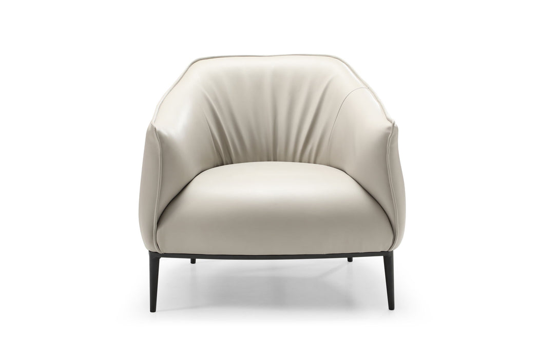 Faux Leather Steel Arm Chair - Light Gray / Black