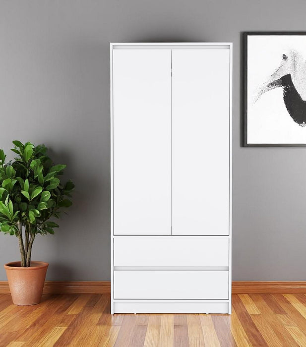 71" Transitional Wood Two Door Two Drawer Combo Dresser - White
