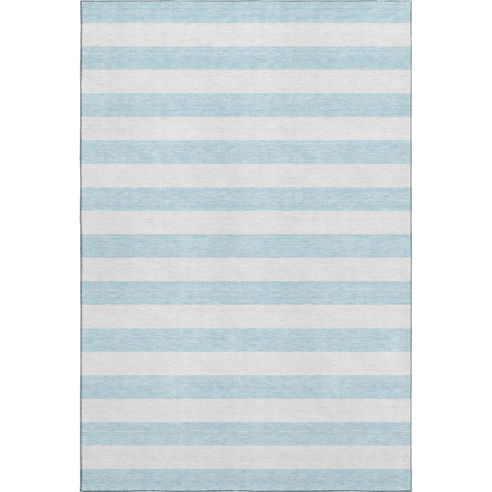 5' X 8' Striped Washable Area Rug With UV Protection (647658) - Sky Blue / Ivory