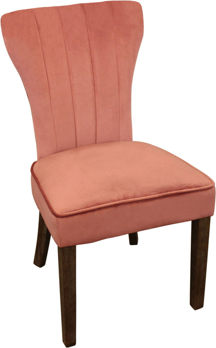 Upholstered Velvet Dining Parsons Chairs (Set of 2) - Blush / Brown