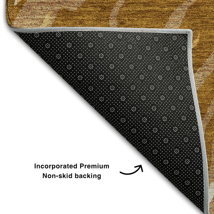 10' X 14' Abstract Washable Area Rug With UV Protection (681407) - Rust / Beige / Gray