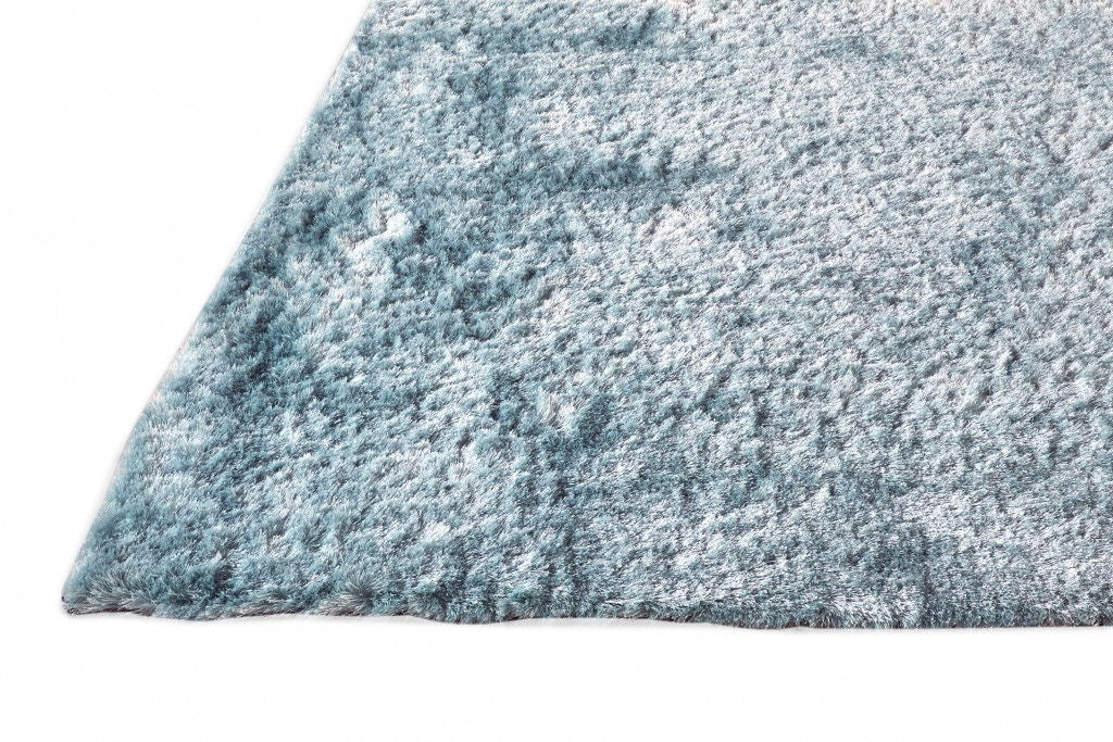 10' Round Shag Tufted Handmade Area Rug - Blue And Silver