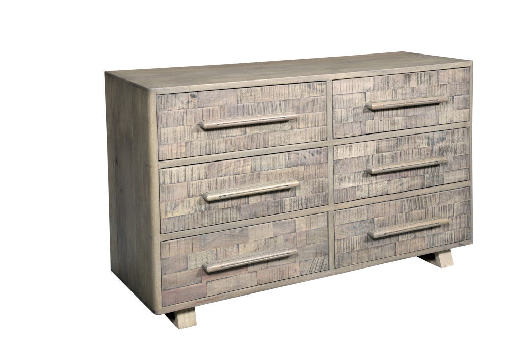 57" Solid Wood Six Drawer Dresser - White