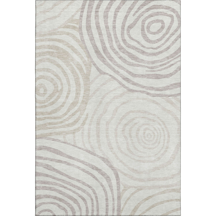 10' X 14' Khaki Abstract Washable Area Rug With UV Protection - Ivory