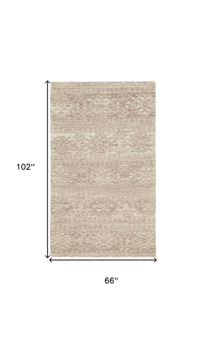 6' x 9' Wool Southwestern Hand Knotted Area Rug - Brown And Tan