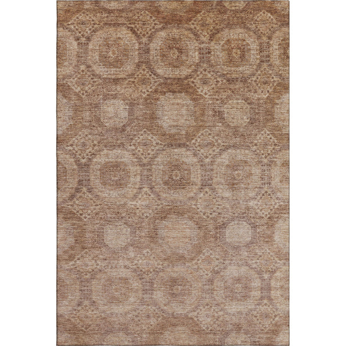 10' X 14' Abstract Geometric Washable Area Rug With UV Protection (708283) - Copper / Beige
