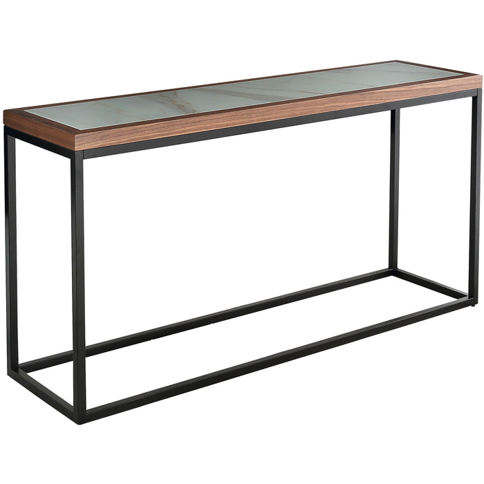 Genuine Marble Frame Console Table - Brown White And Black