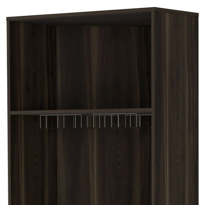Corner Bar Cabinet With Multiple Shelves - Dark Brown