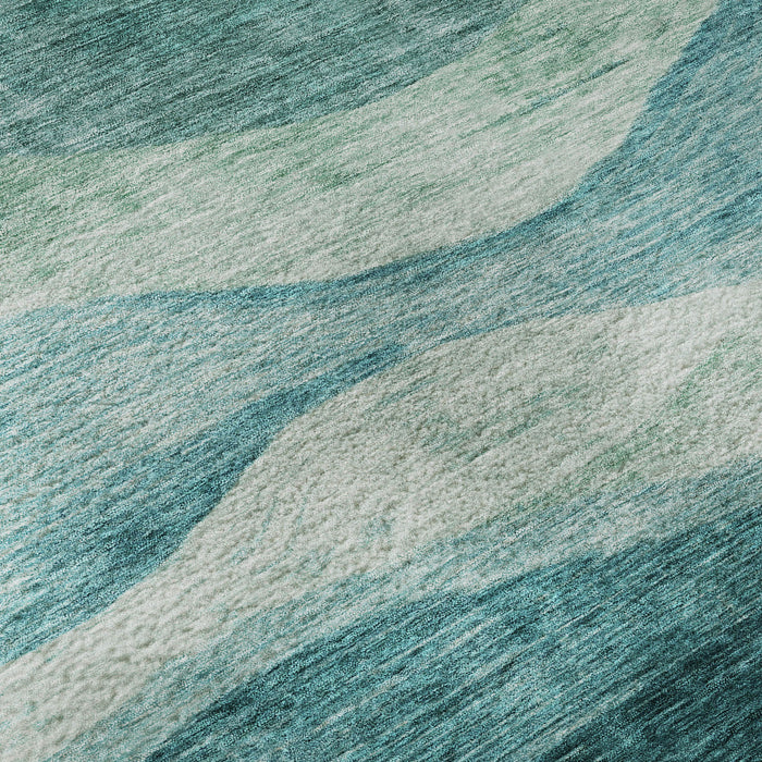 10' X 14' Abstract Washable Area Rug With UV Protection (686354) - Teal / Aqua