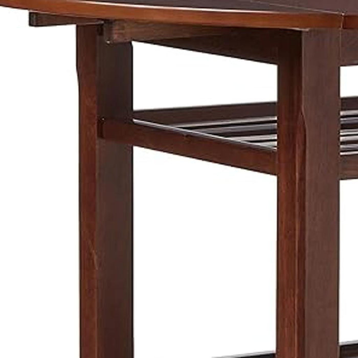 Wood Rounded Drop Leaf Bar Table - Brown