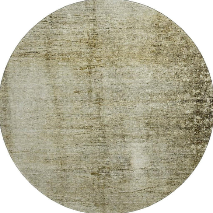 8' Abstract Washable Round Rug With UV Protection (651121) - Taupe / Beige