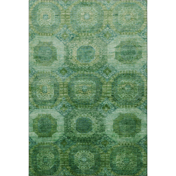 10' X 14' Abstract Geometric Washable Area Rug With UV Protection (708946) - Emerald / Green