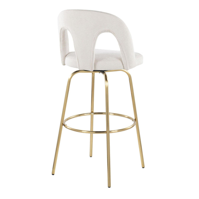 Ava - Upholstered Fixed-Height Barstool (Set of 2) - Gold Base