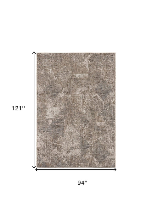 8' x 10' Abstract Polypropylene Rectangle Area Rug - Gray And Ivory