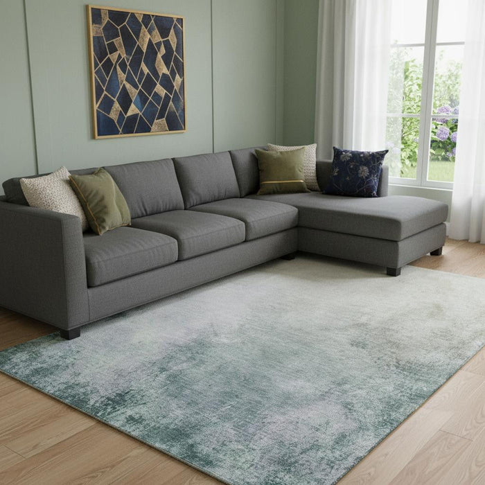 8' X 10' Abstract Washable Area Rug With UV Protection (650900) - Beige / Ivory
