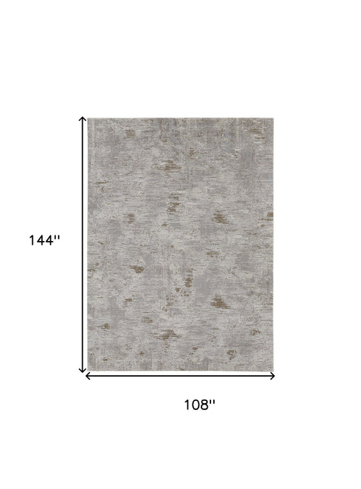 9' x 12' Abstract Power Loom Distressed Polypropylene Area Rug - Gray And Ivory
