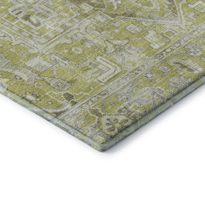 8' X 10' Oriental Washable Area Rug With UV Protection (649694) - Fern Green / Ivory