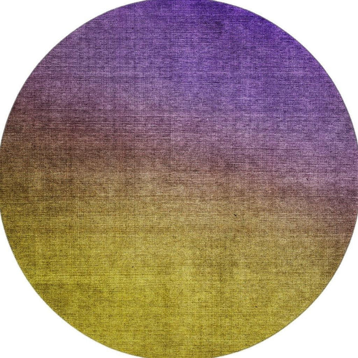 8' Ombre Washable Round Rug With UV Protection (650401) - Purple / Blue / Gold