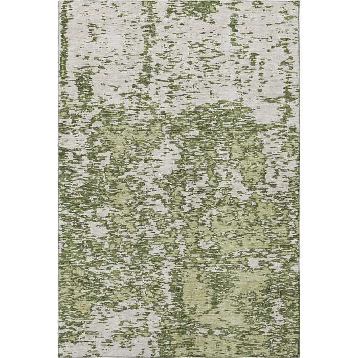 10' X 14' Abstract Washable Area Rug With UV Protection (675264) - Olive Green / Ivory
