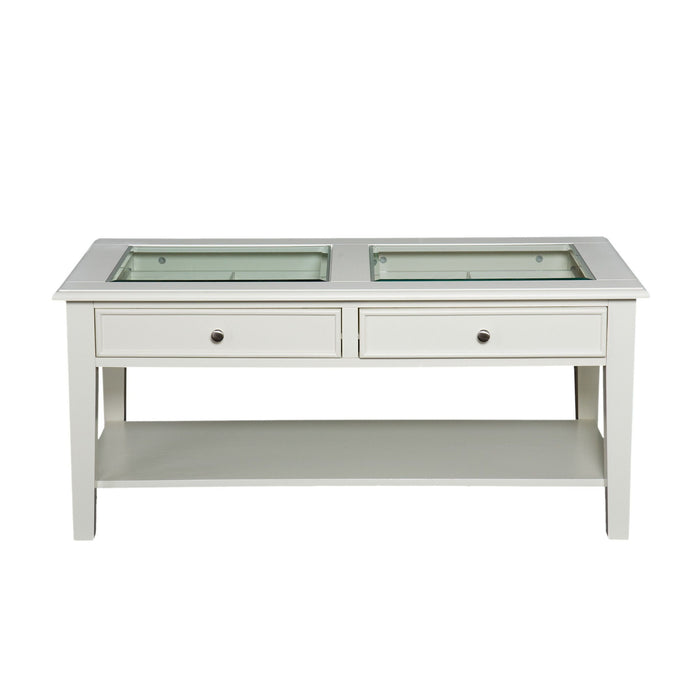 Glass Metal Rectangular Coffee Table - Off White