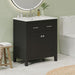 Modern Giga bathroom vanity with ceramic sink, two-door cabinet, shelf, and soft-close doors for stylish storage.