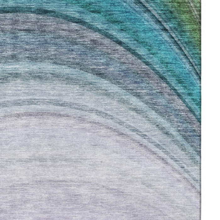 10' X 14' Ombre Washable Area Rug With UV Protection (650320) - Teal / Purple / Green