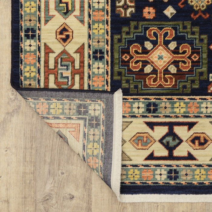 5' x 8' Machine Woven Medallion Indoor Area Rug - Blue Ivory