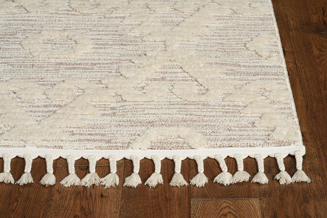 8' x 11' Diamond Area Rug - Ivory Beige