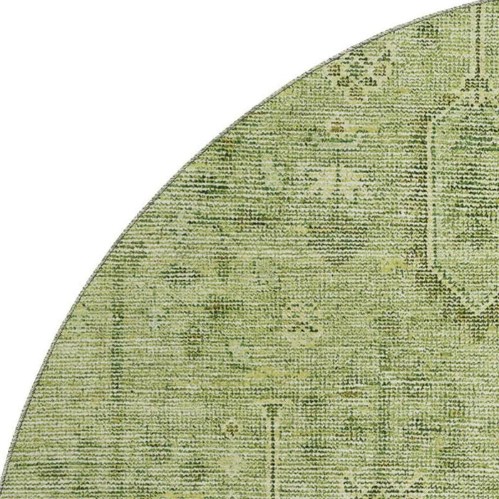8' Southwestern Washable Round Rug With UV Protection - Sage And Green