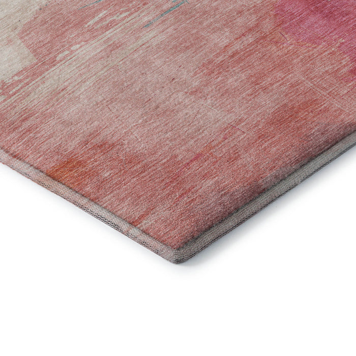 10' X 14' Abstract Washable Area Rug With UV Protection (694182) - Pink / Gold / Teal