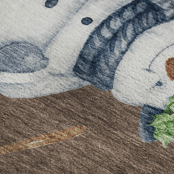 10' X 14' Geometric Washable Area Rug With UV Protection (702401) - Brown / Blue / Green