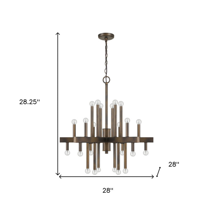 Candle Style Multi Light Metal Dimmable Chandelier - Brown