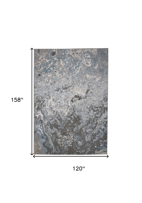 10' x 13' Abstract Power Loom Area Rug - Blue And Dark Gray