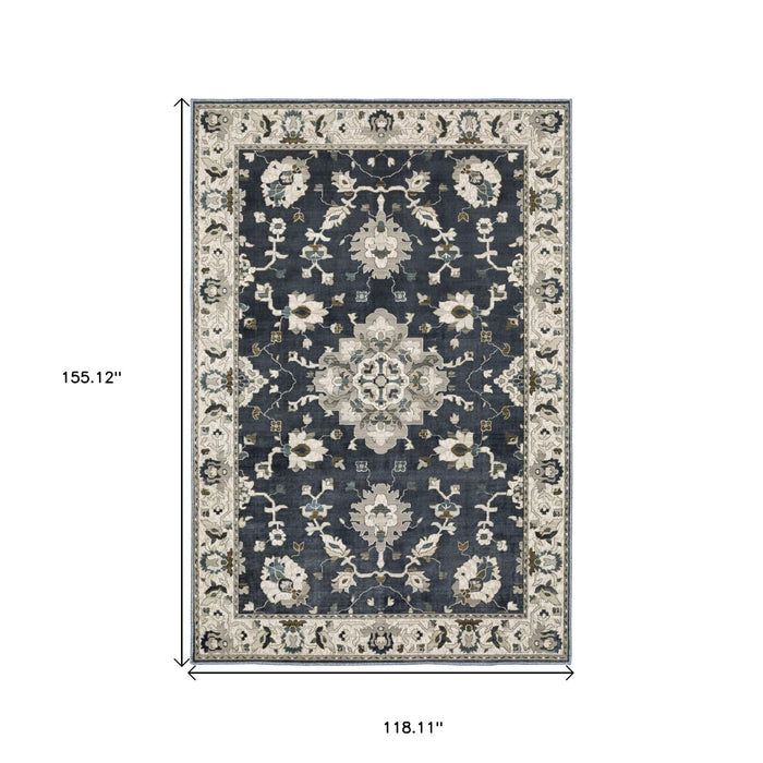 10' X 13' Traditional Oriental Area Rug - Blue