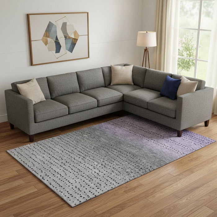 10' X 14' Abstract Washable Area Rug With UV Protection (710825) - Purple / Charcoal / Gray
