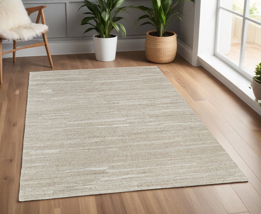 4' x 6' Abstract Hand Woven Worn Faded Area Rug - Ivory