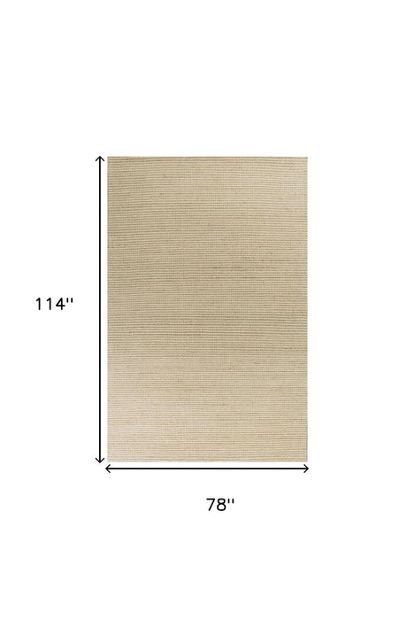 6.5' x 9.5' Wool Hand Woven Area Rug - Tan And Ivory