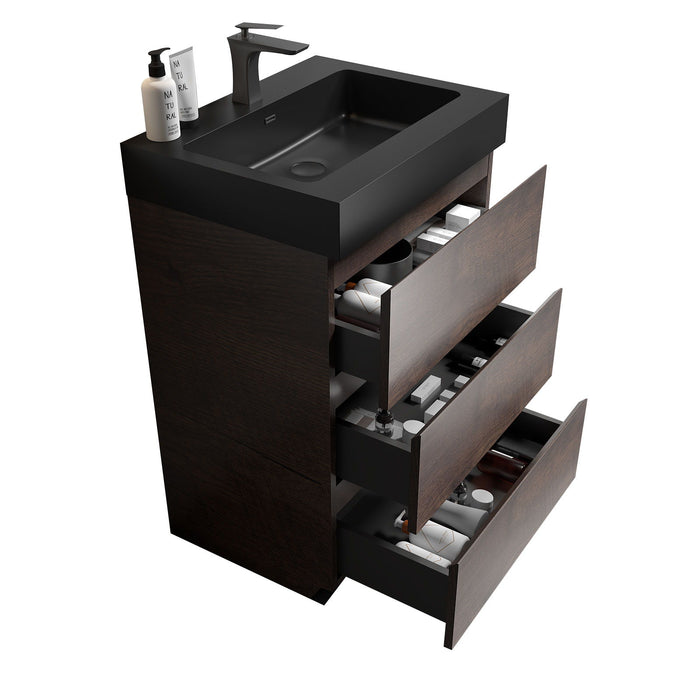 Giga Alice bathroom vanity with large storage, freestanding design, one-piece sink basin, modern style, without drain or faucet.