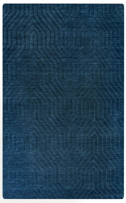 9' X 12' Wool Geometric Hand Tufted Area Rug (748220) - Navy Blue / Blue