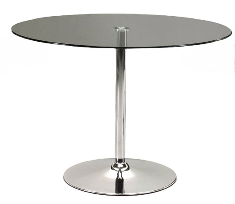 42" Glass And Metal Pedestal Base Round Top Dining Table - Clear