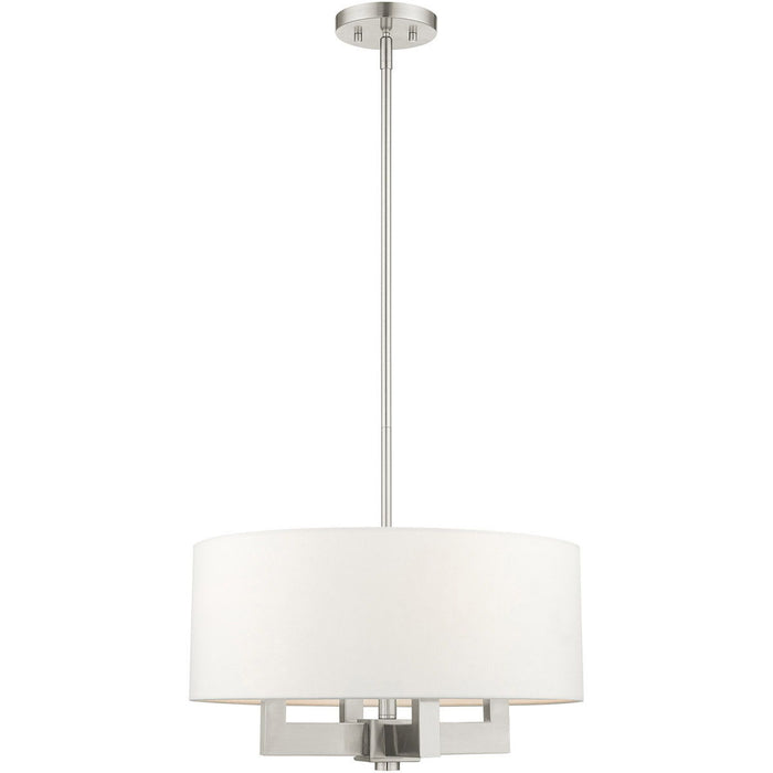 19'' Four Light Dimmable Chandelier With Shades - Nickel