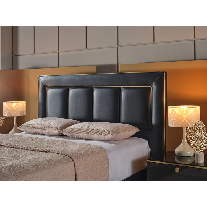 Bellona Carlino Black Leather Storage Bedroom Set – Queen & King Size