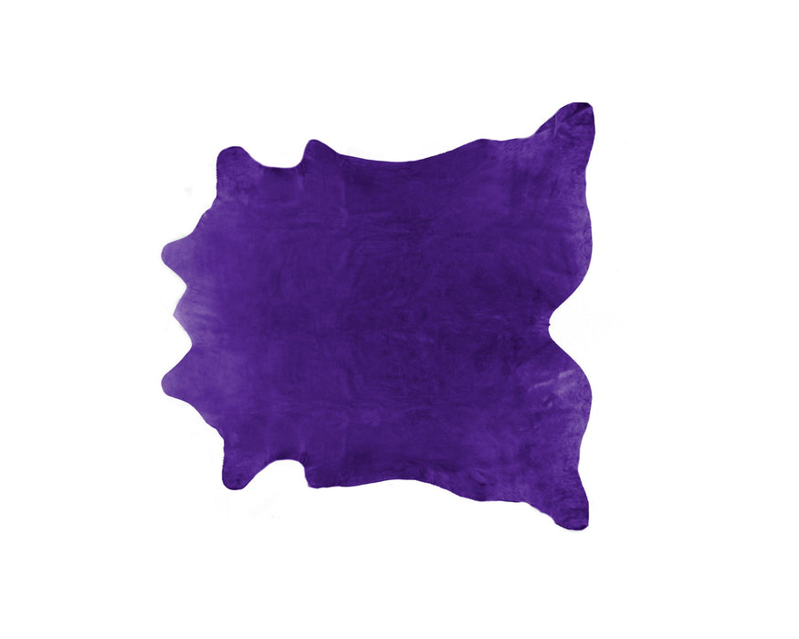 6' x 7' Hand Knotted Cowhide Area Rug - Purple Cowhide
