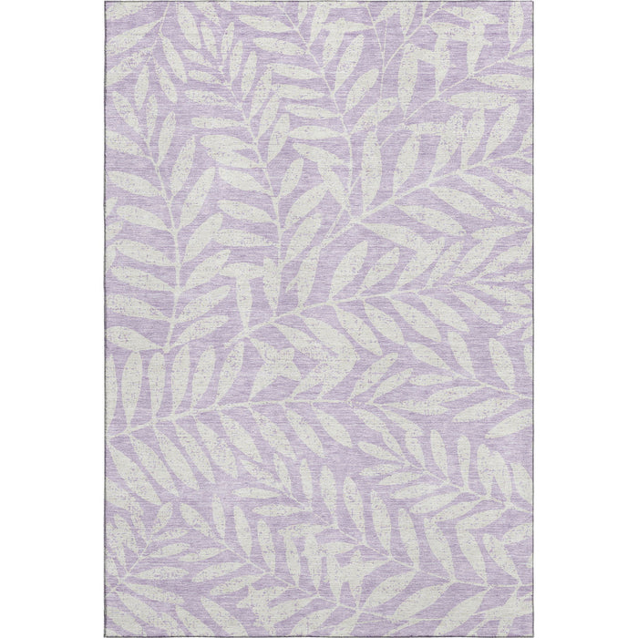 10' X 14' Floral Washable Area Rug With UV Protection (671468) - Lavender / Ivory
