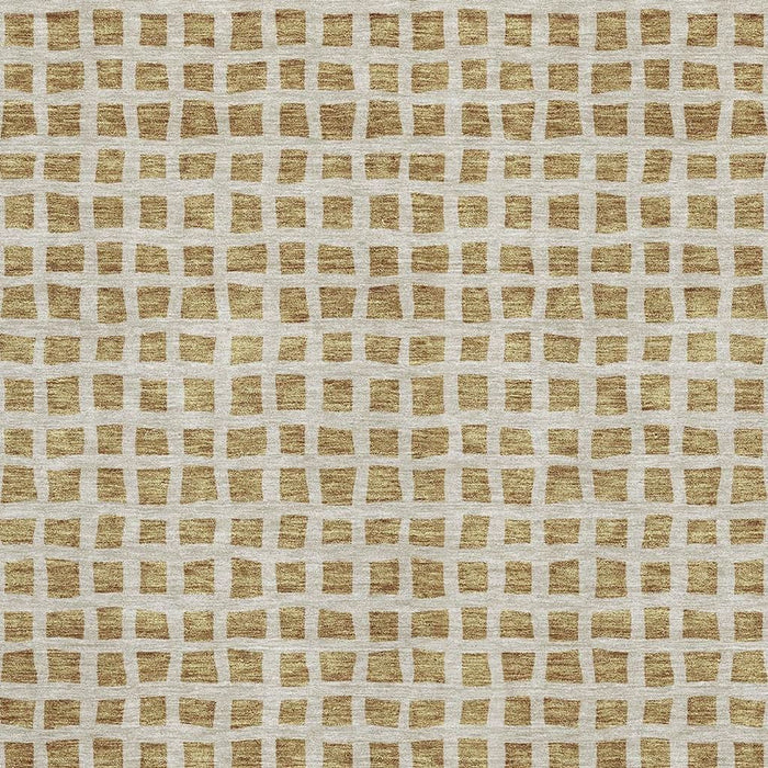 10' X 14' Transitional Geometric Washable Area Rug With UV Protection - Gold And Ivory
