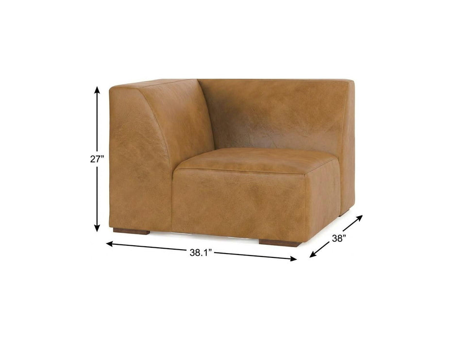 38" Sienna Leather Modular Sofa With Brown Legs - Brown