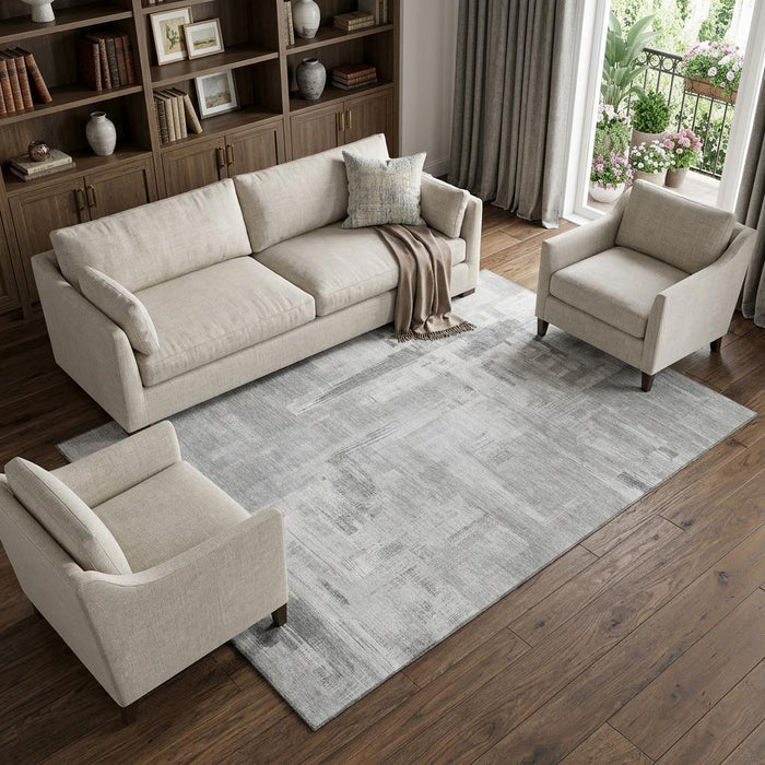 10' X 14' Abstract Washable Area Rug With UV Protection (693078) - Gray / Silver / Charcoal